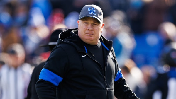 Kentucky Wildcats head coach Mark Stoops walks onto the field before the game against the Louisville Cardinals at Kroger Field. Mandatory Credit: Jordan Prather-Imagn Images