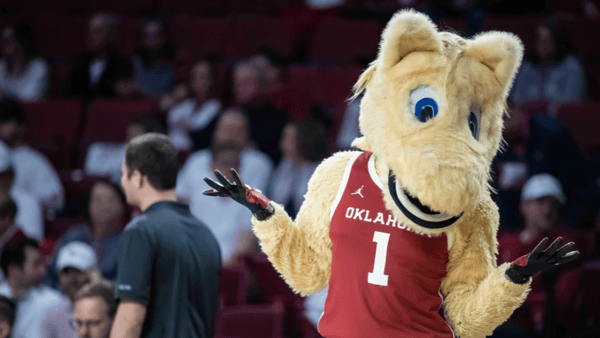 Oklahoma Sooners mascot before a game -- © Rob Ferguson-Imagn Images