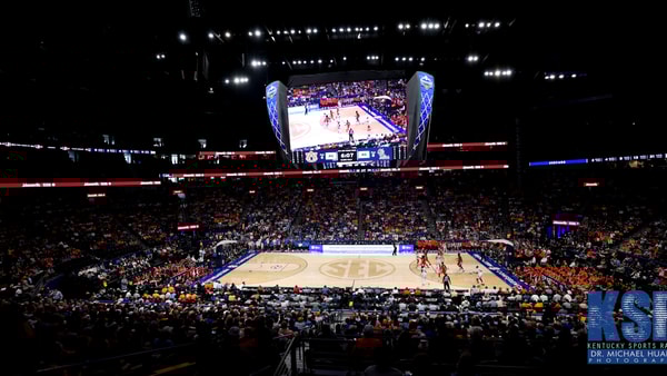 A wide shot of Bridgestone Arena during the SEC Tournament - Dr. Micheal Huang, Kentucky Sports Radio
