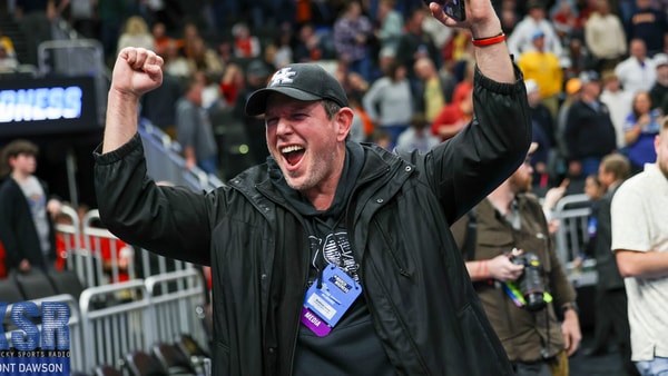 Matt Jones celebrates Kentucky's win over Illinois in the NCAA Tournament - Mont Dawson, Kentucky Sports Radio