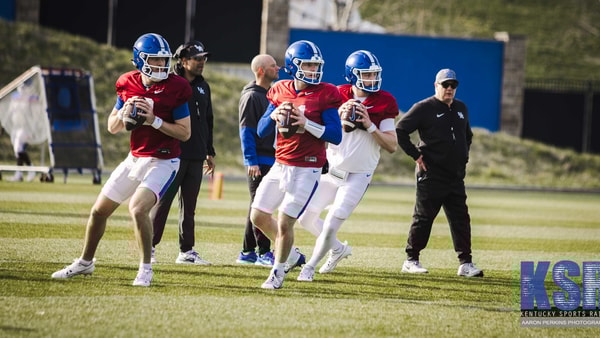 Kentucky Quarterbacks at Spring practice, via Aaron Perkins, KSR