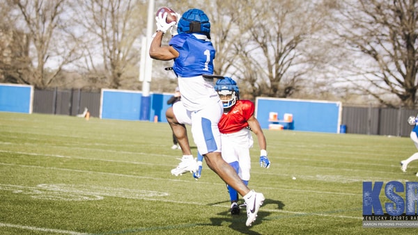 Kentucky WR Kendrick Law at spring practice, via Aaron Perkins, KSR