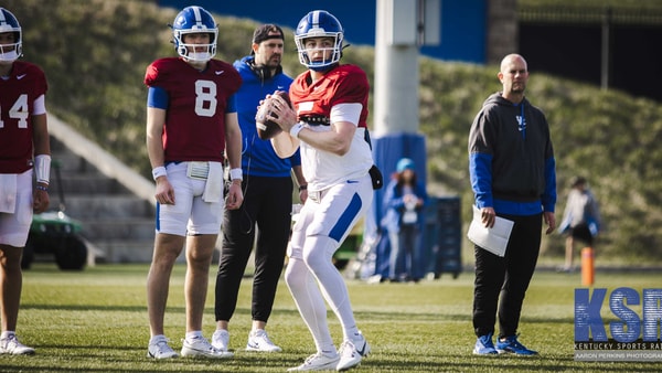 Kentucky QB Zach Calzada at spring practice, via Aaron Perkins KSR
