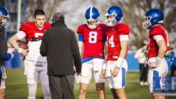 Offensive coordinator Bush Hamdan and the Kentucky quarterbacks, via Aaron Perkins, KSR