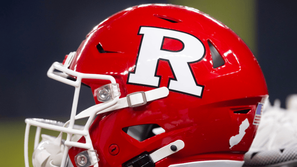 Dec 26, 2024; Phoenix, AZ, USA; Detailed view of a Rutgers Scarlet Knights helmet during the Rate Bowl at Chase Field. Mandatory Credit: Mark J. Rebilas-Imagn Images