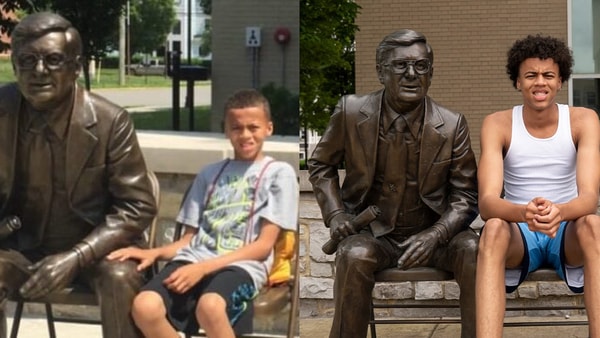 braydon-hawthorne-arrives-kentucky-recreates-picture-with-joe-b-hall-statue