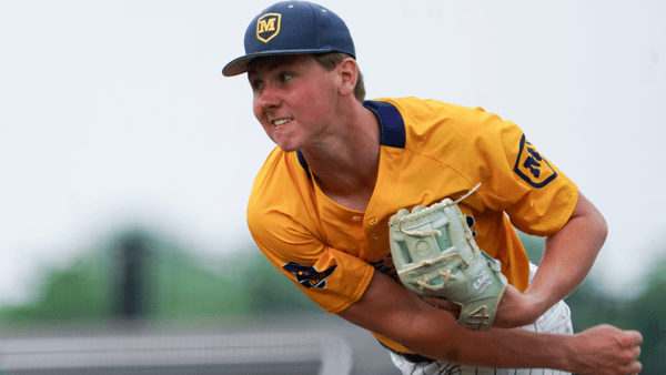 Matt Ponatoski delivers a dart on the diamond for Moeller, via Frank Bowen IV:The Enquirer : USA TODAY NETWORK via Imagn Images