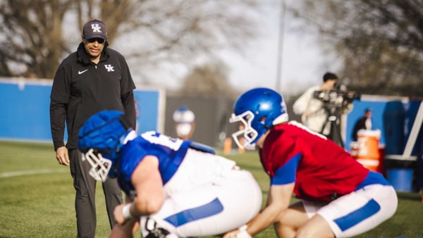 Bush Hamdan at Kentucky football spring practice, Aaron Perkins, KSR