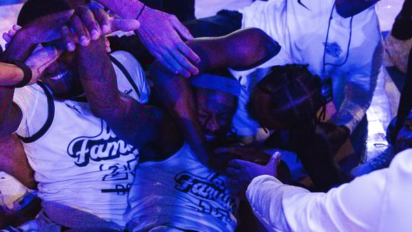 La Familia celebrates an Elam Ending win in the TBT, via Aaron Perkins, KSR
