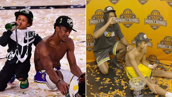 Rajon and Pierre Rondo - Photo on left via Phil Ellsworth, ESPN | Photo on right via @Taiwan Williams (Instagram: @_Tai.Williams)