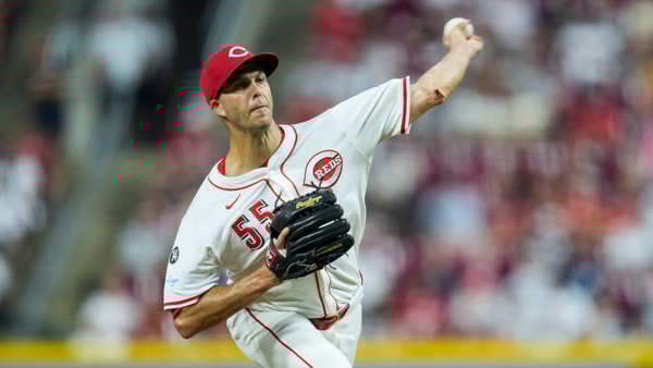 Jun 25, 2025; Cincinnati, Ohio, USA; Cincinnati Reds pitcher Taylor Rogers throws against the New York Yankees in the seventh inning at Great American Ball Park. Mandatory Credit: Aaron Doster-Imagn Images