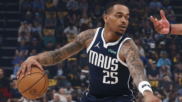Apr 18, 2025; Memphis, Tennessee, USA; Dallas Mavericks forward P.J. Washington (25) dribbles during the first quarter against the Memphis Grizzlies at FedExForum. Mandatory Credit: Petre Thomas-Imagn Images