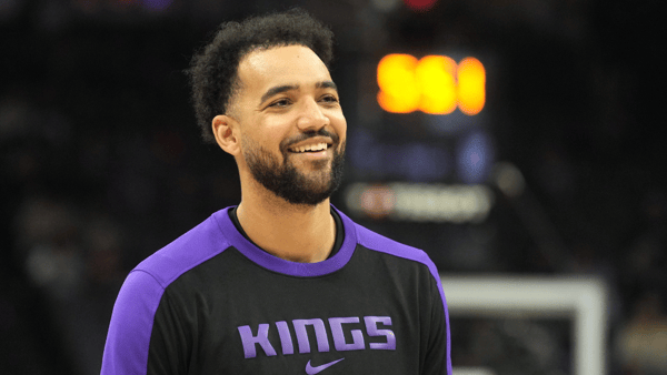 Apr 11, 2025; Sacramento, California, USA; Sacramento Kings forward Trey Lyles (41) before the game against the Los Angeles Clippers at Golden 1 Center. Mandatory Credit: Darren Yamashita-Imagn Images