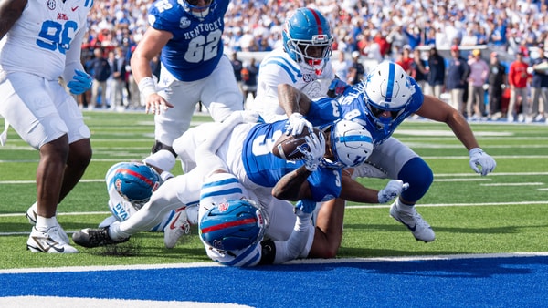One of two Seth McGowan touchdowns for Kentucky against Ole Miss, via Jeff Faughender:Courier Journal : USA TODAY NETWORK via Imagn Images