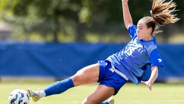 Mallory Glass slides for the Kentucky women's soccer team, via Camryn Williams, UK Athletics