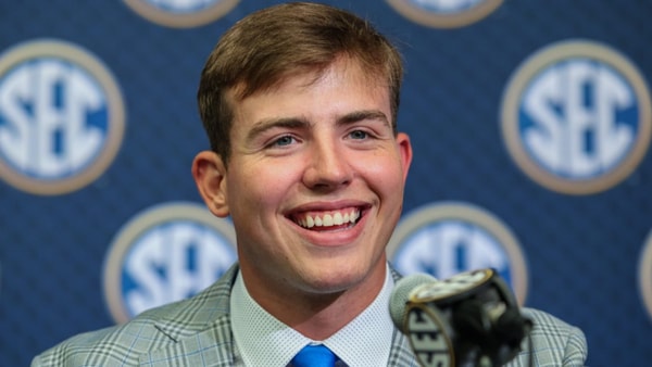 Kentucky TE Josh Kattus at SEC Media Days, via Jordan Godfree-Imagn Images
