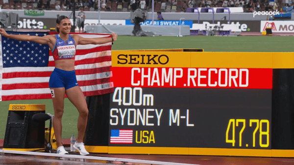 Sydney McLaughlin-Levrone records second-fast time ever in 400m | screengrab via NBC Sports