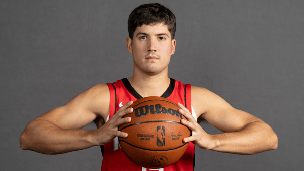 Sep 29, 2025; Houston, TX, USA; Houston Rockets guard Reed Sheppard (15) poses for a picture during Houston Rockets media day at Toyota Center. Mandatory Credit: Troy Taormina-Imagn Images