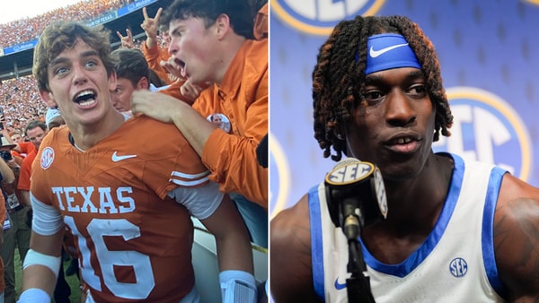 Photos of Arch Manning (left) and Denzel Aberdeen via Inside Texas, Tuscaloosa News
