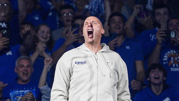 Kentucky Wildcats head coach Mark Pope being introduced at the 2025 Big Blue Madness at Rupp Arena in Lexington, Kentucky Saturday, Oct. 11, 2025. © Matt Stone/The Courier Journal / USA TODAY NETWORK via Imagn Images