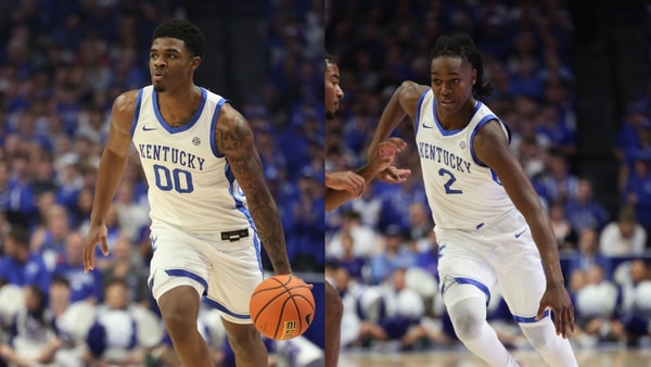 Kentucky guards Otega Oweh and Jasper Johnson (Dr. Michael Huang, Kentucky Sports Radio/On3)