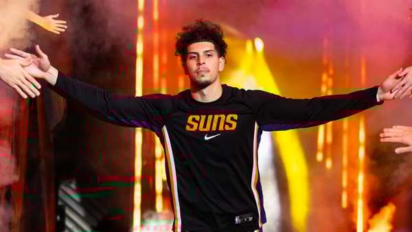 Oct 22, 2025; Phoenix, Arizona, USA; Phoenix Suns guard Koby Brea against the Sacramento Kings at the Mortgage Matchup Center. Mandatory Credit: Mark J. Rebilas-Imagn Images