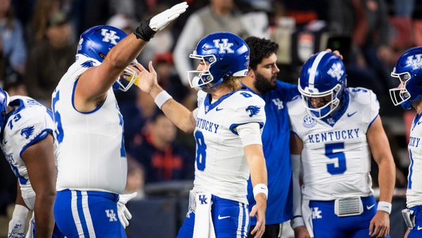 Kentucky QB Cutter Boley celebrates a win over Auburn, via Jake Crandall: Advertiser : USA TODAY NETWORK via Imagn Images