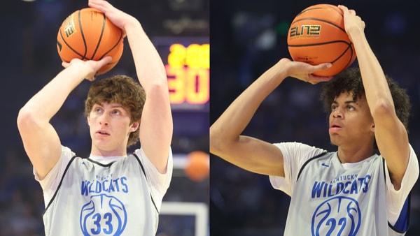 Kentucky men's basketball players Reece Potter (left) and Braydon Hawthorne - Dr. Michael Huang, Kentucky Sports Radio
