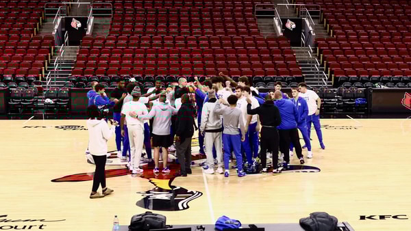 Kentucky prepares for Louisville at the KFC Yum! Center (Photo via UK Athletics)