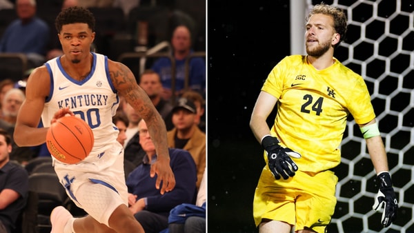 Photos of Otega Oweh (left) and Sebastian Conlon via Kentucky Sports Radio, UK Athletics