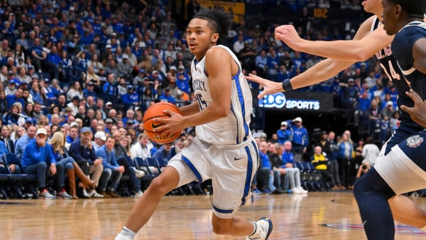 Dec 5, 2025; Nashville, TN, USA; Kentucky Wildcats guard Jaland Lowe (15) drives the lane against the Gonzaga Bulldogs during the first half at Bridgestone Arena. Mandatory Credit: Steve Roberts-Imagn Images