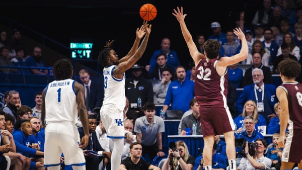Kentucky wing Kam Williams shoots a three versus Bellarmine (Photo by Aaron Perkins, Kentucky Sports Radio)