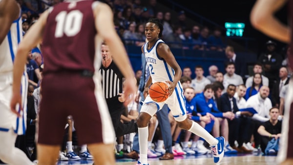 Kentucky guard Jasper Johnson brings up the ball vs. Bellarmine (Photo by Aaron Perkins, Kentucky Sports Radio)
