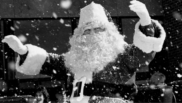 Santa Claus appears at a Tennessee shopping mall in 1985