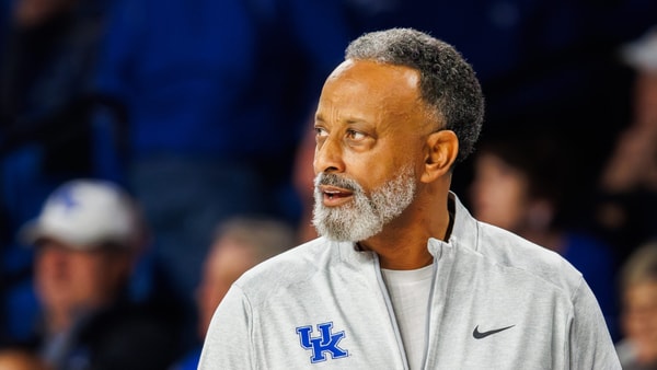 Kentucky Wildcats head coach Kenny Brooks directs his team during the game on Sunday, Dec. 7, 2025, at Historic Memorial Coliseum in Lexington, Ky. Photo by Crawford Ifland, Kentucky Sports Radio/On3.