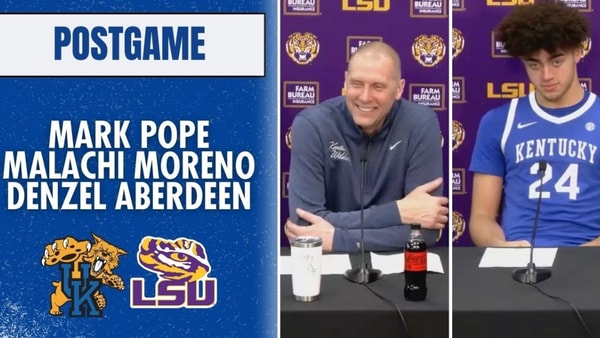 WATCH: Mark Pope, Malachi Moreno, and Denzel Aberdeen recap Kentucky's win over LSU