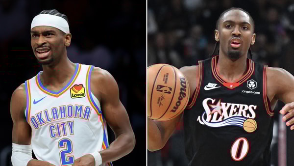 Photos of Shai Gilgeous-Alexander (left) and Tyrese Maxey via Imagn Images