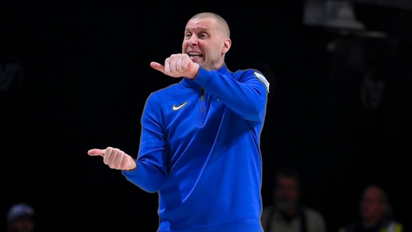 Jan 27, 2026; Nashville, Tennessee, USA; Kentucky Wildcats head coach Mark Pope directs his team against the Vanderbilt Commodores during the first half at Memorial Gymnasium. Mandatory Credit: Steve Roberts-Imagn Images
