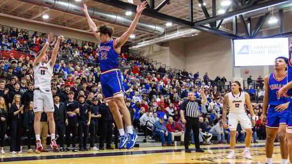 Ryder Akins shoots a three. GRC vs. Montgomery Co. on Jan. 30, 2026. Photo by Daniel Campbell