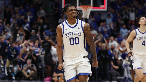 Otega Oweh celebrates after Kentucky's win over Oklahoma in the SEC Tournament - Dr. Michael Huang, Kentucky Sports Radio