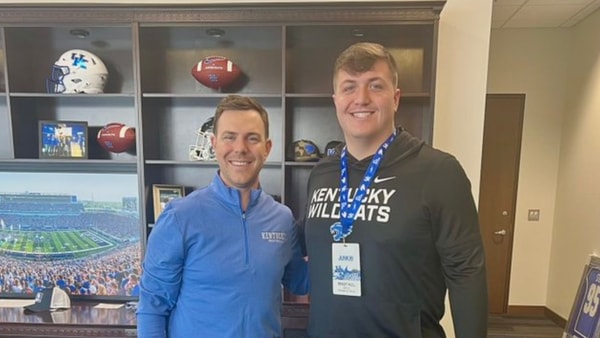 Brady Hull poses with Kentucky head coach Will Stein (Photo provided by Brady Hull)