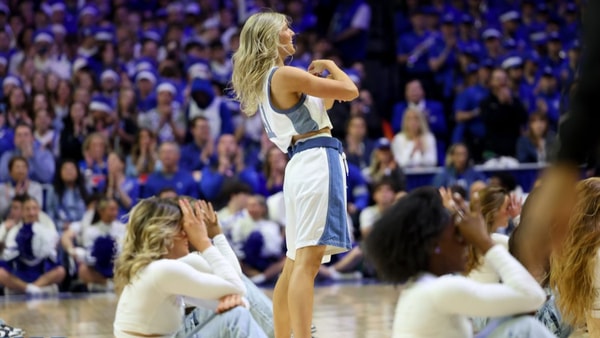Mark Pope's daughter Layla performs with the UK Dance Team at Rupp Arena, via Mont Dawson, KSR