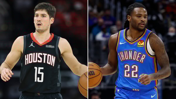 Photos of Reed Sheppard (left) and Cason Wallace via Imagn Images