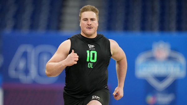 Former Kentucky C Jager Burton at the NFL Combine, via Kirby Lee-Imagn Images
