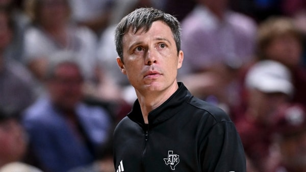 Mar 3, 2026; College Station, Texas, USA; Texas A&M Aggies head coach Bucky McMillan looks on during the second half against the Kentucky Wildcats at Reed Arena. Mandatory Credit: Maria Lysaker-Imagn Images