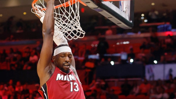Bam Adebayo throws down a dunk in a historic performance for the Miami Heat
