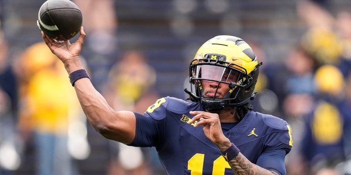 Bryce Underwood is the heavy favorite to start at QB for Michigan. © Junfu Han / USA TODAY NETWORK via Imagn Images
