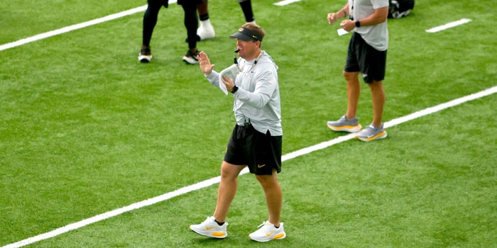 Eliah Drinkwitz kicks off practice on July 28