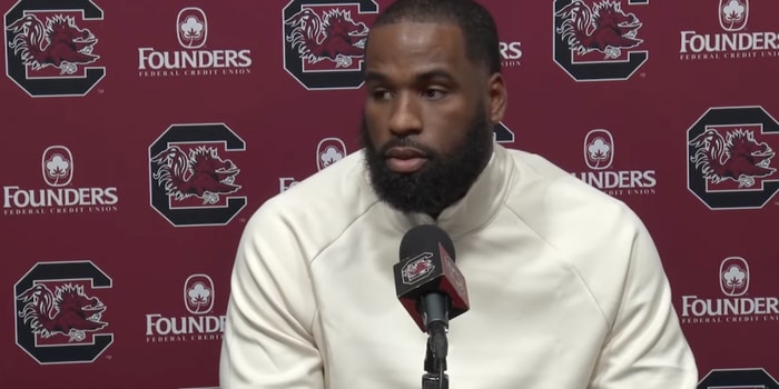 South Carolina defensive ends/outside linebackers coach Deion Barnes. Photo credit: South Carolina Athletics