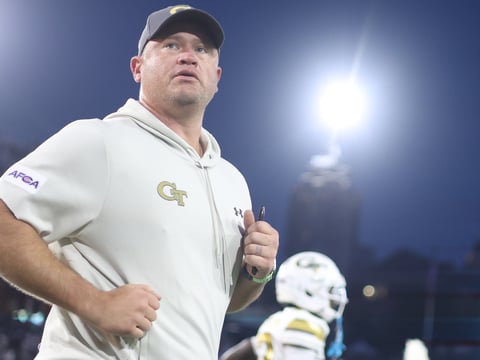 Sep 3, 2026; Atlanta, Georgia, USA;  Georgia Tech Yellow Jackets head coach Brent Key takes the field at Bobby Dodd Stadium at Hyundai Field.  Mandatory Credit: Brett Davis-Imagn Images
